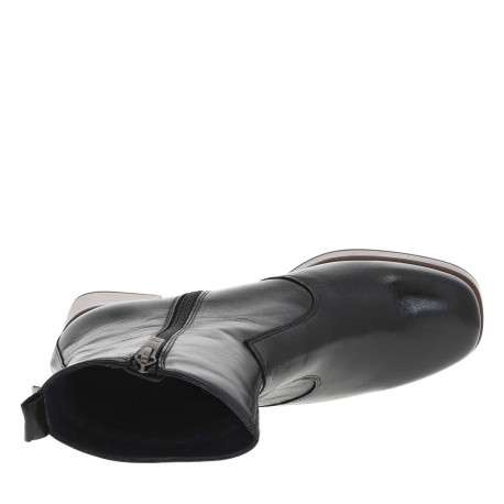 Boots en cuir noires à semelle à talon décroché haut avec une languette - Image 5