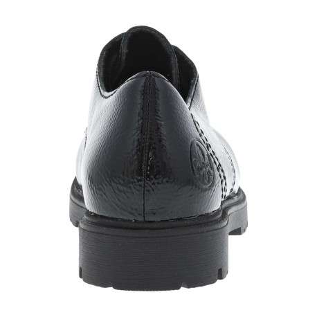 Derbies en cuir noir vernis à talon plat et fermeture à lacets ronds - Image 6
