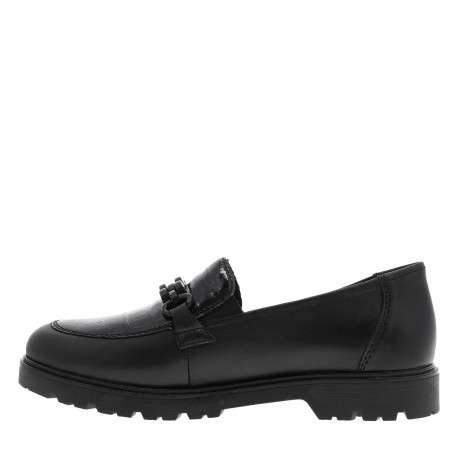 Mocassins en cuir noirs à talon décroché bas avec des soufflets élastiqués - Image 3