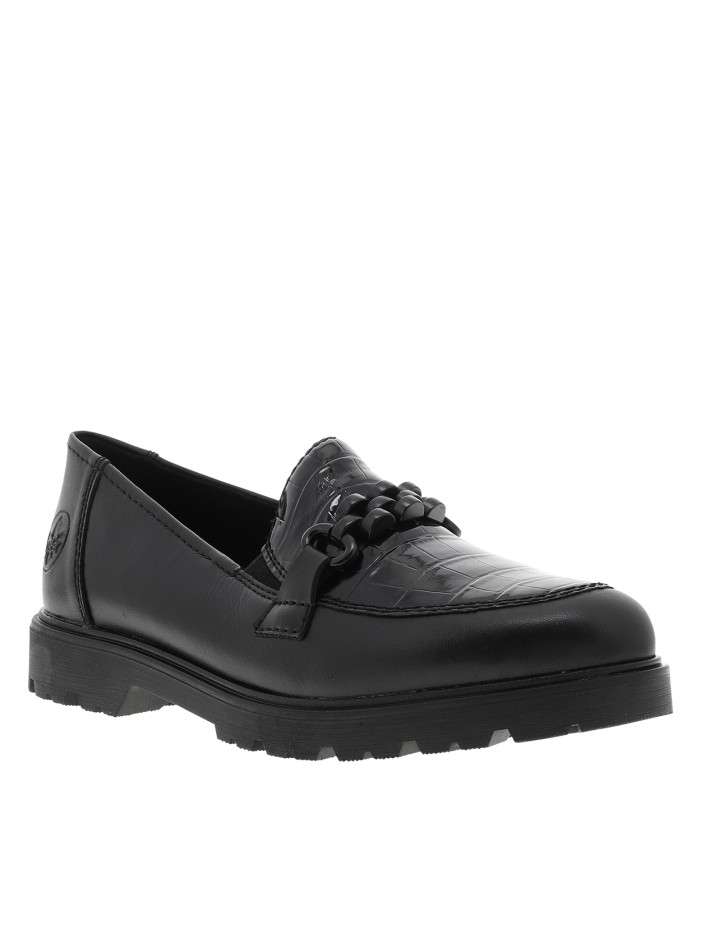 Mocassins en cuir noirs à...