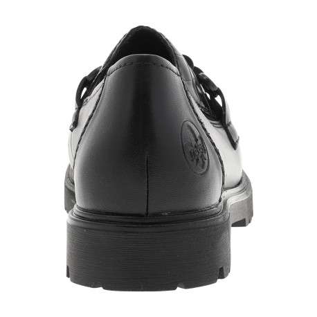 Mocassins en cuir noirs à talon décroché bas avec des soufflets élastiqués - Image 4
