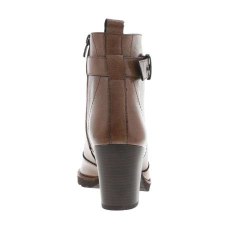 Boots en cuir taupe à semelle à talon décroché haut avec deux fermetures - Image 6