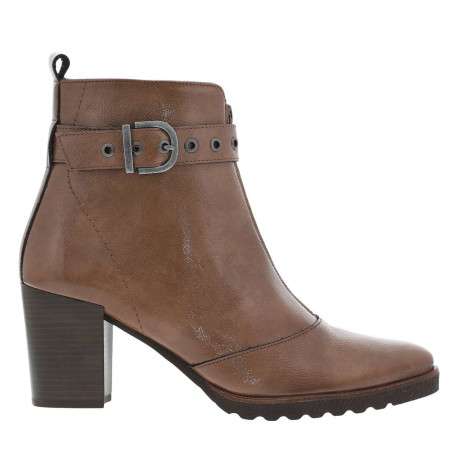 Boots en cuir taupe à semelle à talon décroché haut avec deux fermetures - Image 2