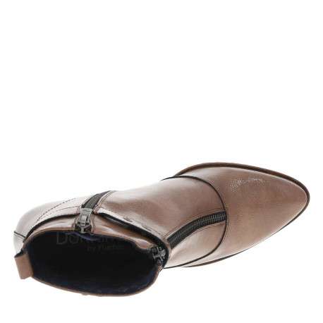 Boots en cuir taupe à semelle à talon décroché haut avec deux fermetures - Image 4