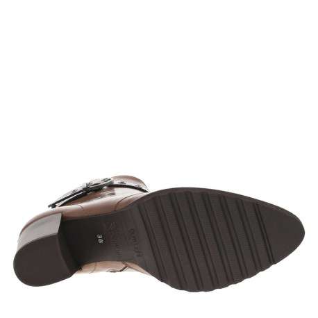 Boots en cuir taupe à semelle à talon décroché haut avec deux fermetures - Image 5