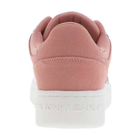 Baskets tennis en cuir rose plates avec lacets plats et logo de la marque - Image 6
