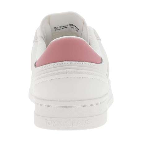 Baskets tennis blanches et roses plates avec logo de la marque - Image 6