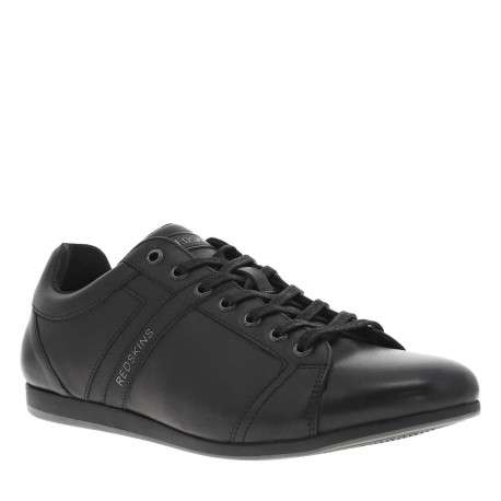Baskets en cuir noires plates avec des lacets plats enduits et nom de la marque - Image 3