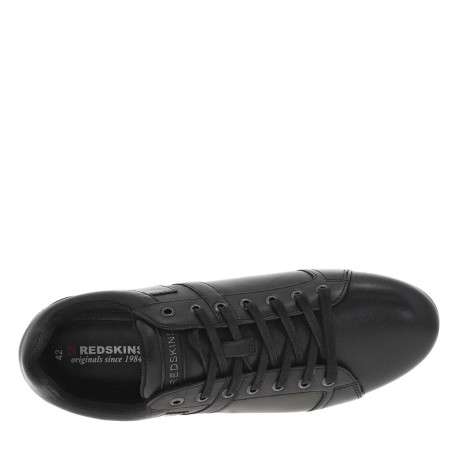 Baskets en cuir noires plates avec des lacets plats enduits et nom de la marque - Image 4