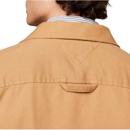 Surchemise en coton camel unie avec une coupe droite et un col français - Image 5