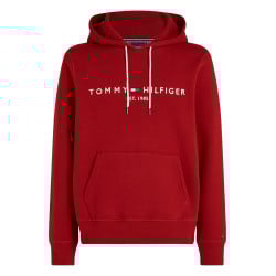 Sweat rouge imprimé avec une coupe droite et un col à capuche ajustable 