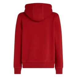 Sweat rouge imprimé avec une coupe droite et un col à capuche ajustable 