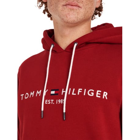 Sweat rouge imprimé avec une coupe droite et un col à capuche ajustable  - Image 3