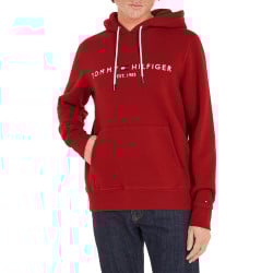 Sweat rouge imprimé avec une coupe droite et un col à capuche ajustable 