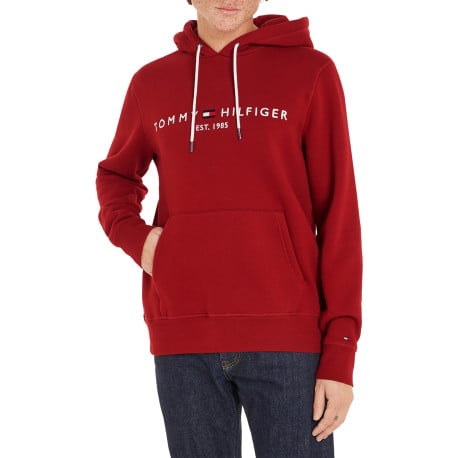 Sweat rouge imprimé avec une coupe droite et un col à capuche ajustable  - Image 4