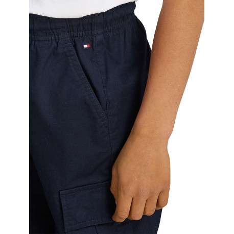 Pantalon Cargo en coton marine uni avec une coupe regular fit - Image 3