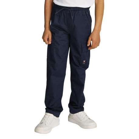 Pantalon Cargo en coton marine uni avec une coupe regular fit - Image 4