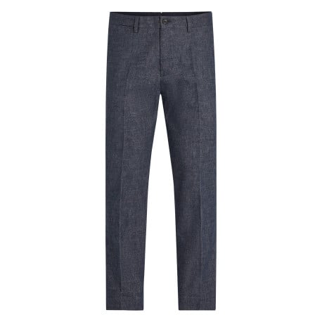 Pantalon Chino marine chiné avec une coupe slim et un style 4 poches