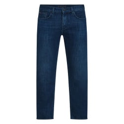 Jean nuit délavé avec une coupe slim à fermeture zippée boutonnée