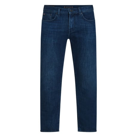 Jean nuit délavé avec une coupe slim à fermeture zippée boutonnée