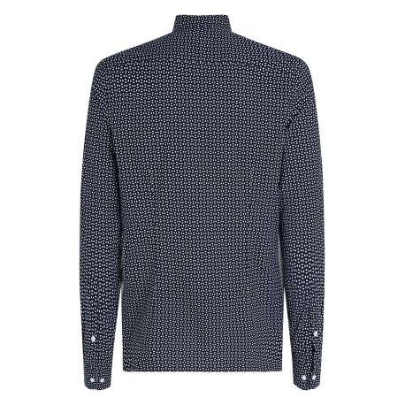 Chemise en coton marine à petits pois avec une coupe ajustée et un col français - Image 2