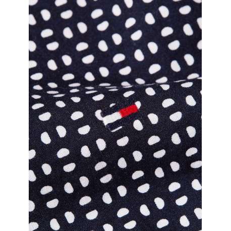 Chemise en coton marine à petits pois avec une coupe ajustée et un col français - Image 3