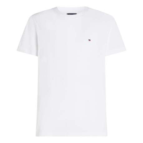 T-shirt en coton blanc uni avec une coupe droite et un col rond