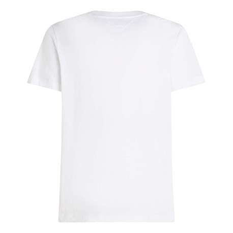 T-shirt en coton blanc uni avec une coupe droite et un col rond - Image 2