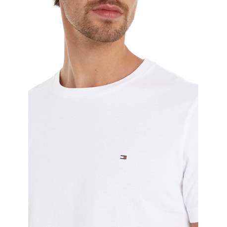 T-shirt en coton blanc uni avec une coupe droite et un col rond - Image 3