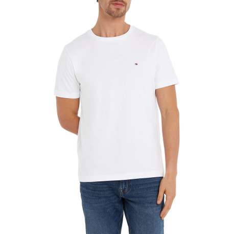 T-shirt en coton blanc uni avec une coupe droite et un col rond - Image 4