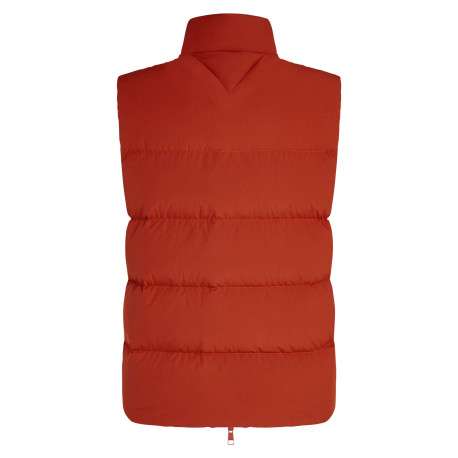 Doudoune rouge unie sans-manches avec une coupe droite et un col montant - Image 2