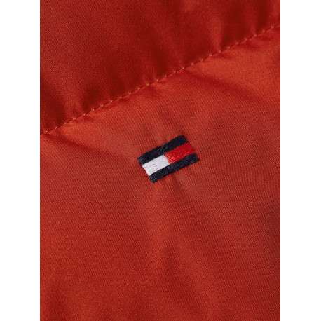 Doudoune rouge unie sans-manches avec une coupe droite et un col montant - Image 3