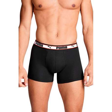 Lot de 2 Boxers classique en coton uni noir et gris avec taille élastiquée - Image 4
