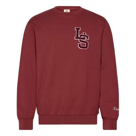 Sweat en coton bordeaux uni avec un col rond et un patch sur la poitrine