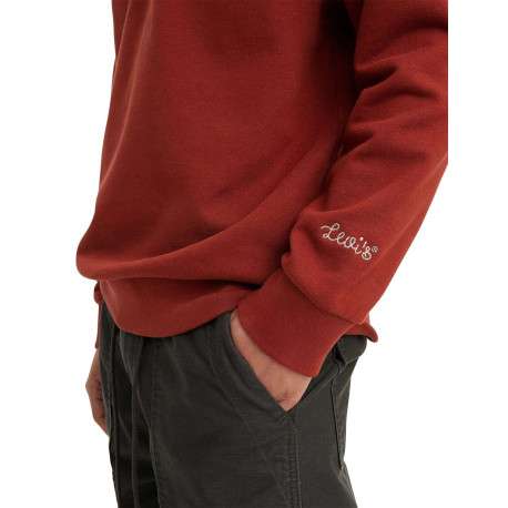 Sweat en coton bordeaux uni avec un col rond et un patch sur la poitrine - Image 3