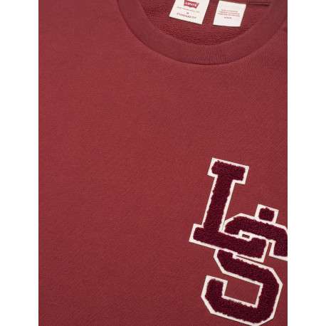 Sweat en coton bordeaux uni avec un col rond et un patch sur la poitrine - Image 4