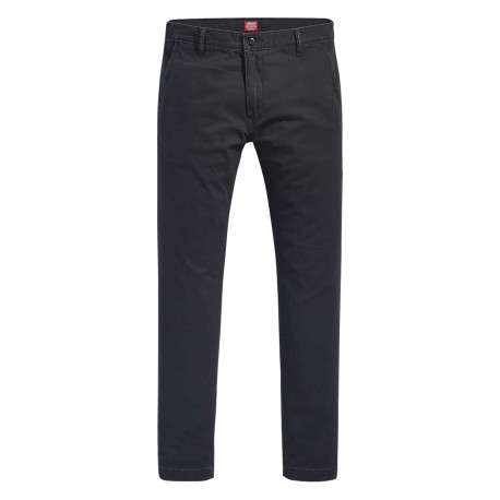 Pantalon Chino en coton noir uni avec une coupe droite et 4 poches