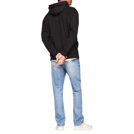 Sweat en coton régénératif noir imprimé avec une coupe droite et à capuche - Image 2