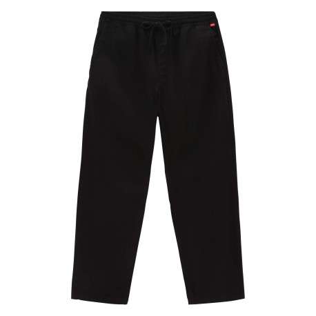 Chino Range Baggy Tapered Elastic Waist Pant en coton noir uni ample