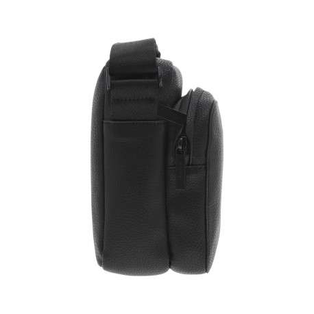 Sacoche noire unie avec deux compartiments à fermeture zippée - Image 2