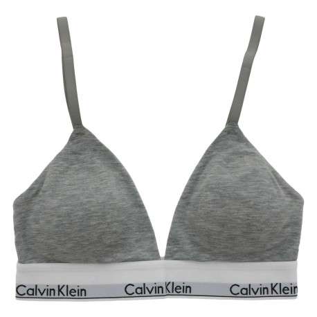 Soutien-gorge gris uni avec nom iconique de la marque en noir