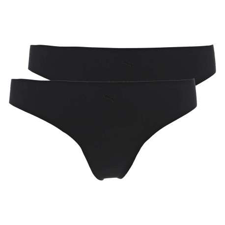 Lot de 2 strings noir uni avec logo iconique sur le devant en noir