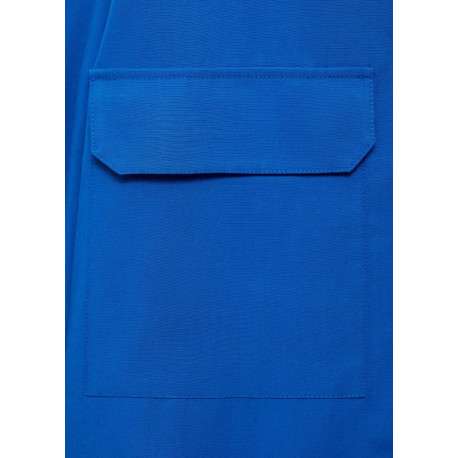 Chemisier bleu uni avec une coupe large un col français et à manches longues - Image 7