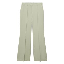 Pantalon Chino vert uni avec une coupe bootcut et zippé boutonné à la taille