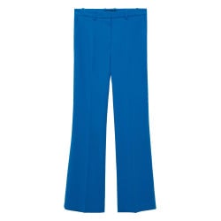 Pantalon Chino bleu uni avec une coupe bootcut et zippé boutonné à la taille