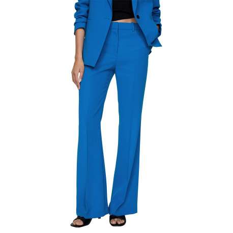 Pantalon Chino bleu uni avec une coupe bootcut et zippé boutonné à la taille - Image 2