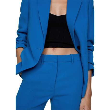 Pantalon Chino bleu uni avec une coupe bootcut et zippé boutonné à la taille - Image 4