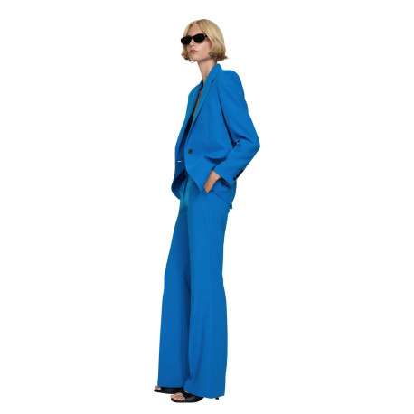 Pantalon Chino bleu uni avec une coupe bootcut et zippé boutonné à la taille - Image 5