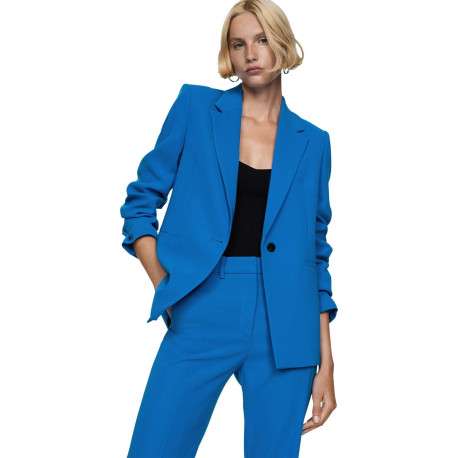 Pantalon Chino bleu uni avec une coupe bootcut et zippé boutonné à la taille - Image 6