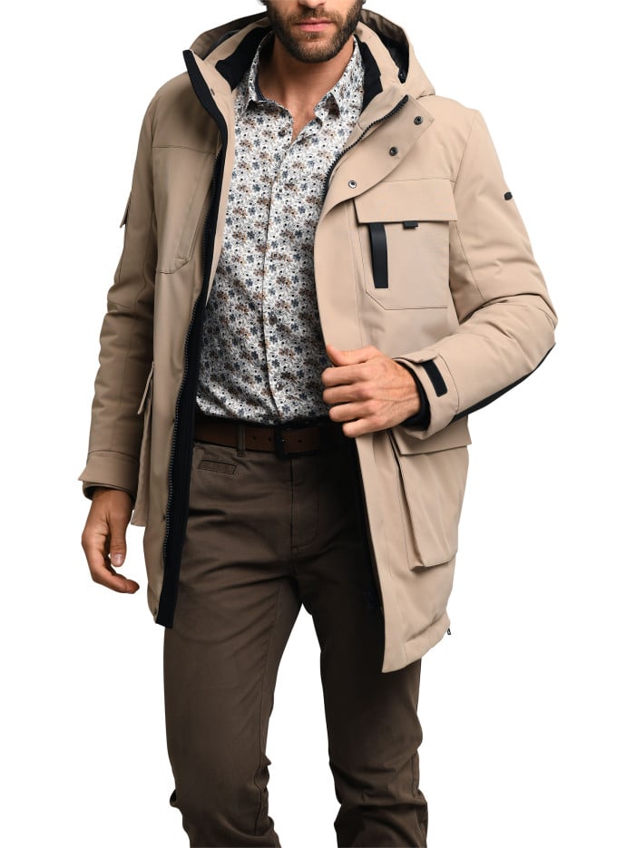 Parka beige uni avec coupe...